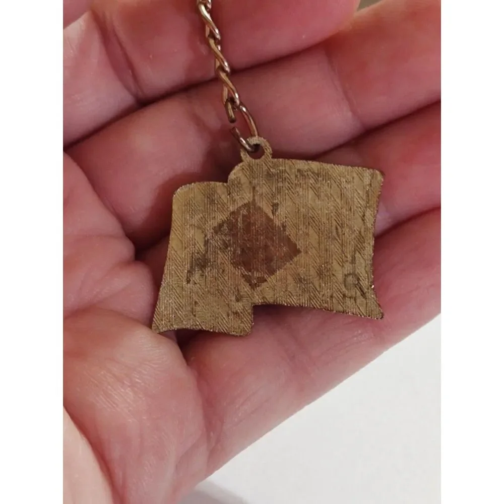 VTG Style Collectible Gold Tone Patriotic USA Emblem American Flag Keychain
